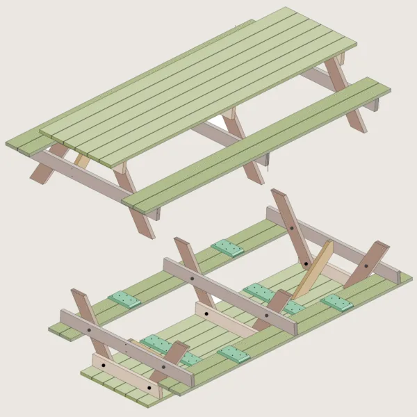 DIY plans to build a 10ft (3m) spacious picnic table