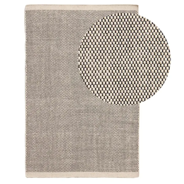 Outlet - Atcham Black/Natural Pebble Wool with Cotton Rug - 200 x 290cm