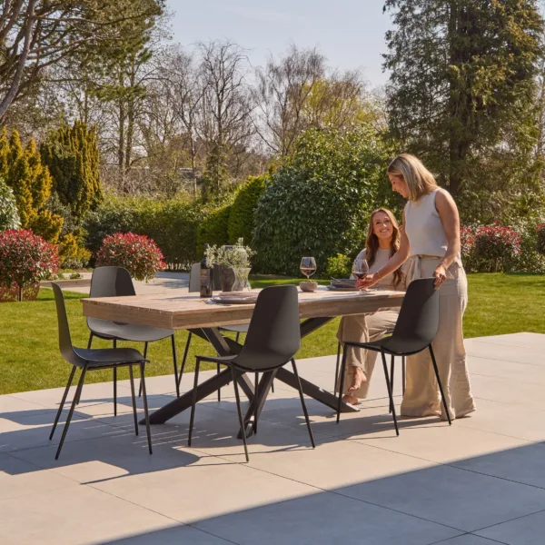 Amelia 6 Seater Wooden Garden Dining Set with Wren Black Chairs