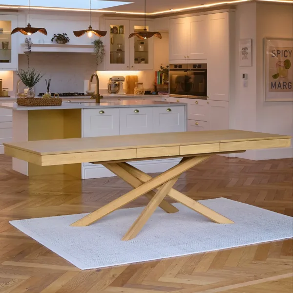 Amelia Pale Oak Wood Dining Table - Extendable