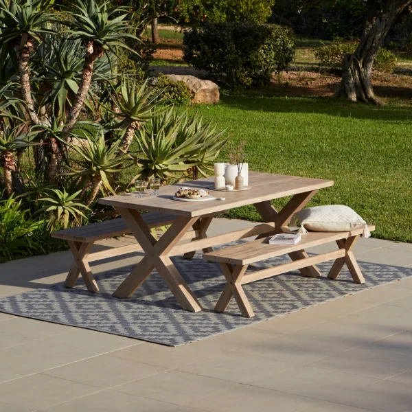 Charlotte 6 Seater Wooden Garden Dining Set with Benches