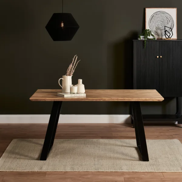 Atlas Mango Wood Dining Table  -  Black Legs