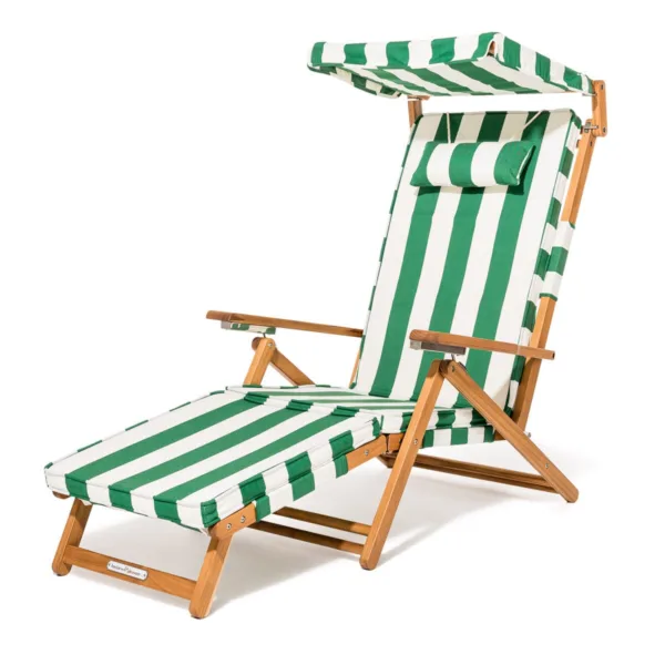 The Club Chair - Teak Natural - Crew Canyon Green Stripe