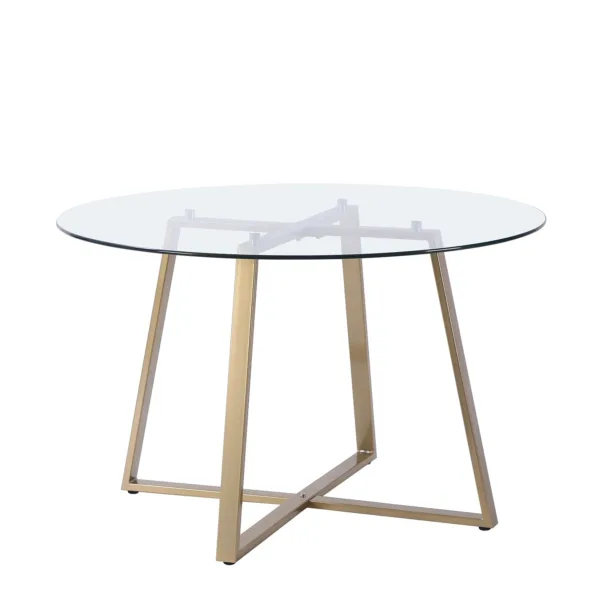 Clara Glass Round Dining Table - Gold Frame