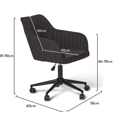 Anna swivel office chair - dark grey and black - Laura James