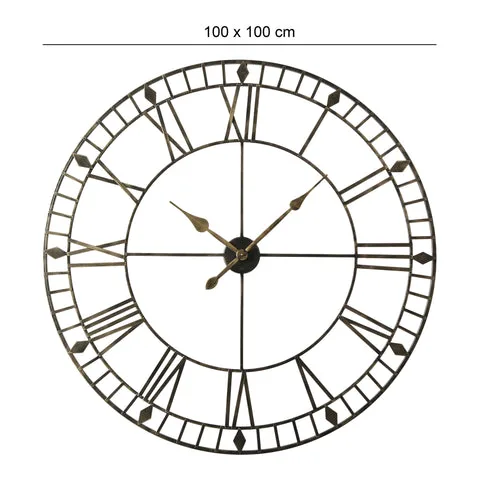Dimension photo 100x100 black and gold skeleton clock - Laura James Home