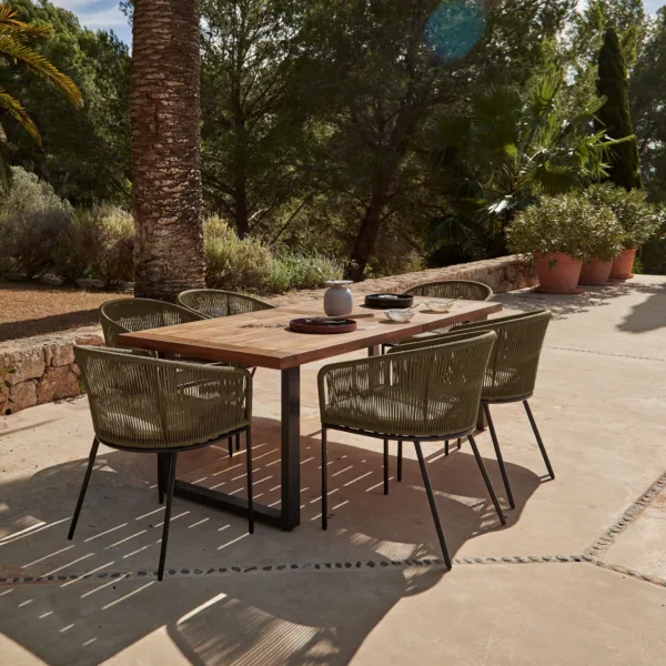 Hali 6 Seater Wooden Outdoor Dining Set with Hali Green Chairs - 175cm
