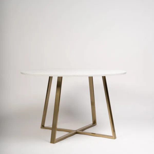 Clara Marble Effect Round Dining Table - Gold Frame