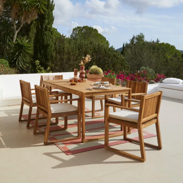 Lennox 6 Seater Wooden Outdoor Dining Set with Cushions