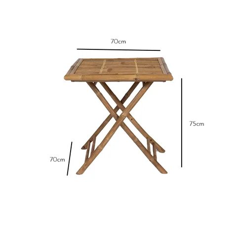 Lila Bamboo Square Folding Table 70cm