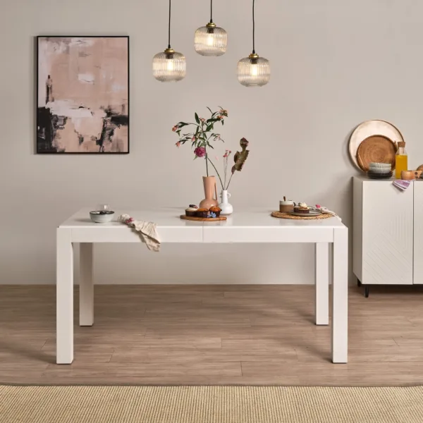 Magnus White Wood Dining Table - Extendable