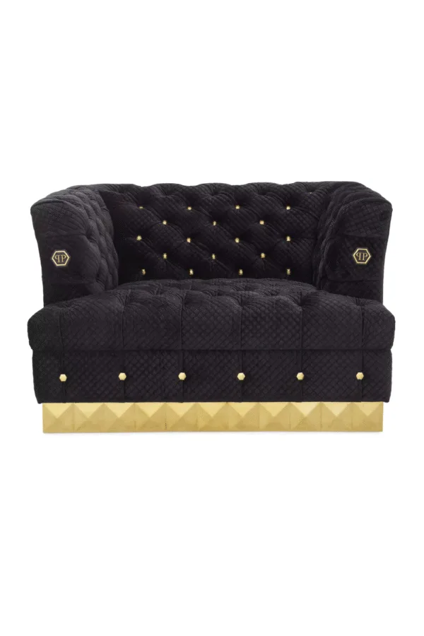 Quilted Black Velvet Armchair | Philipp Plein Rockstud