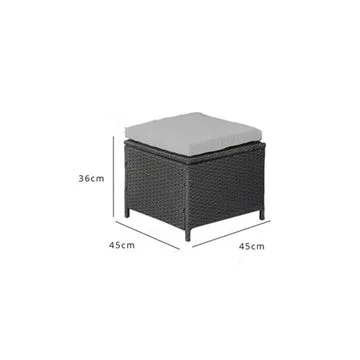 Rattan Cube Footstool - Black -  Laura James