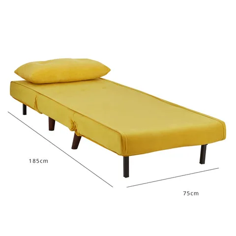 Una single sofa bed - yellow - velvet - Laura James
