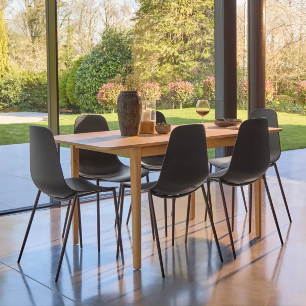 Paul Whitewash Extendable Dining Table Set - 6 Seater - Wren Black Dining Chairs