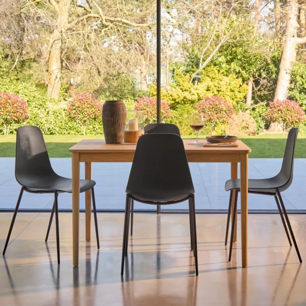 Paul Whitewash Extendable Dining Table Set - 4 Seater - Wren Black Dining Chairs