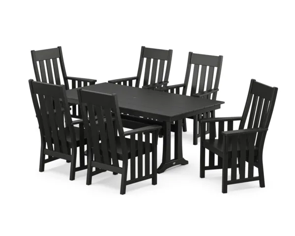 Martha Stewart by POLYWOOD Acadia Arm Chair 7-Piece Farmhouse Dining Set with Trestle Legs