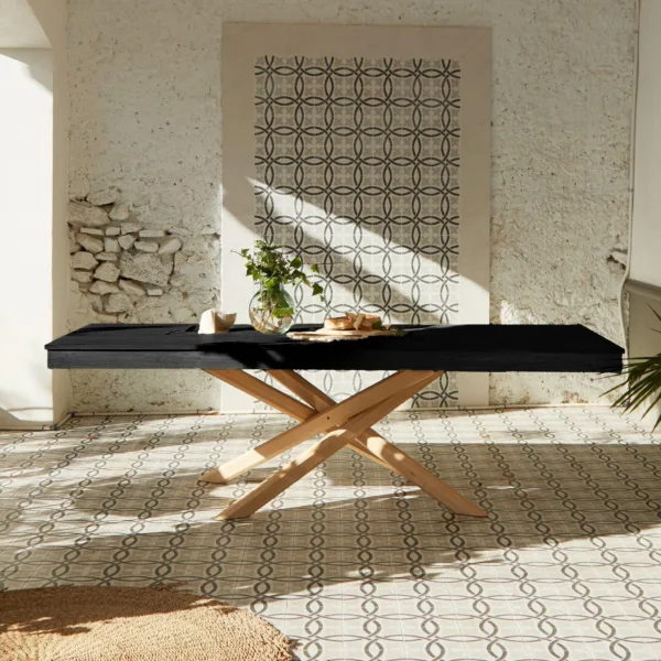 Amelia Black Wood Dining Table - Extendable - Whitewash Legs
