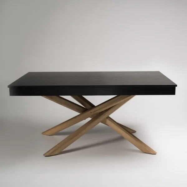 Amelia Black Wood Dining Table - Non Extendable - Oak Legs