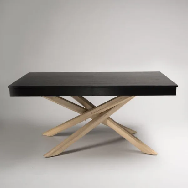 Amelia Black Wood Dining Table - Non Extendable - Whitewash Legs