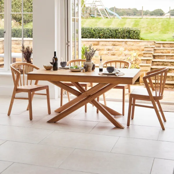 Amelia Oak Wood Dining Table - Non Extendable