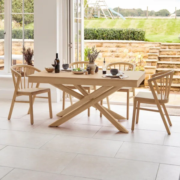 Amelia Pale Oak Wood Dining Table - Non Extendable - Pale Oak Legs