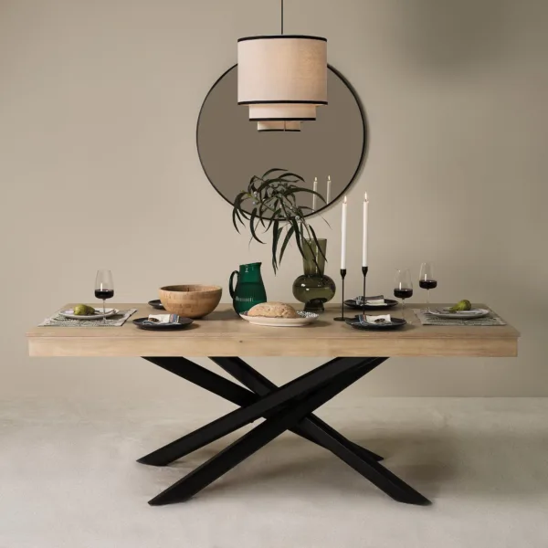 Amelia Whitewash Wood Dining Table - Non Extendable - Black Legs