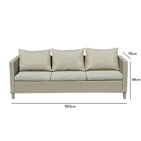 Aria Grey Rattan 3 seater garden sofa