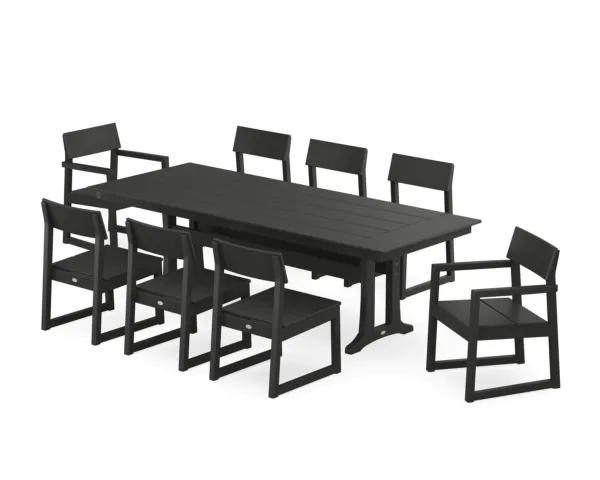POLYWOOD EDGE 9-Piece Farmhouse Dining Set with Trestle Legs
