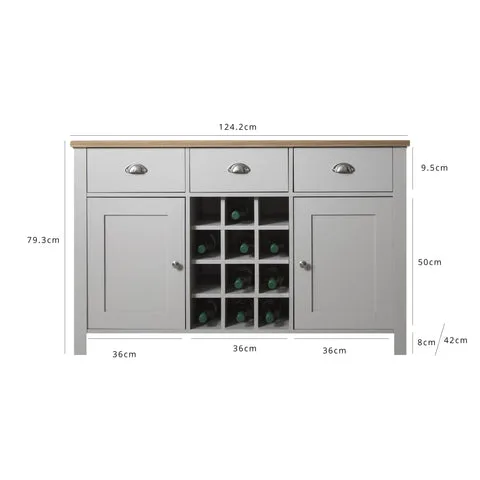 Bampton Grey Sideboard with Wine Rack - Laura James