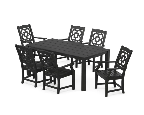 Martha Stewart by POLYWOOD Chinoiserie Arm Chair 7-Piece Parsons Dining Set