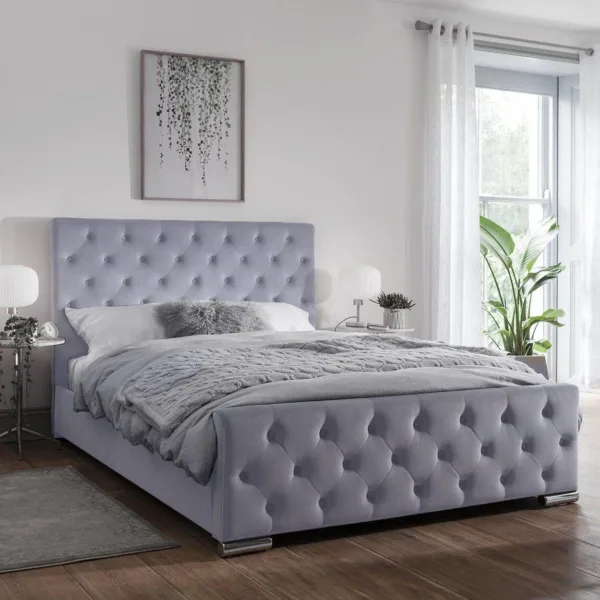Outlet - Cavill Blue Fabric King Bed Frame