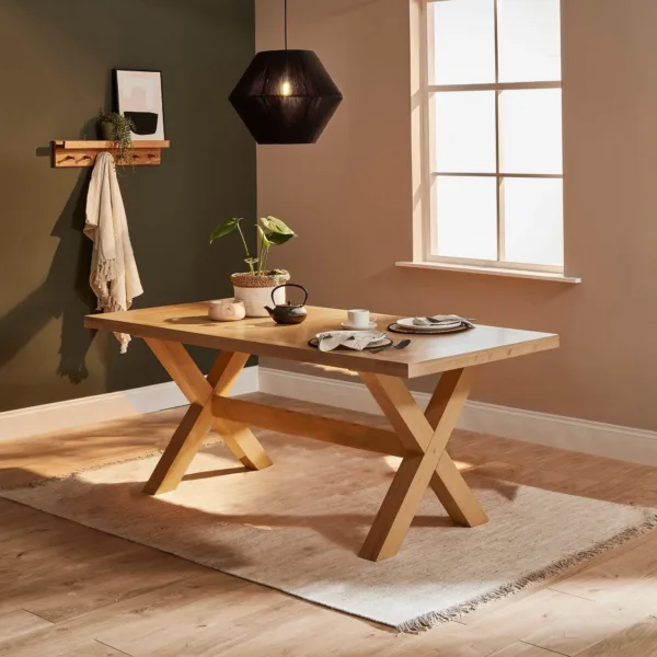 Charlotte Pale Oak Dining Table - Cross Leg