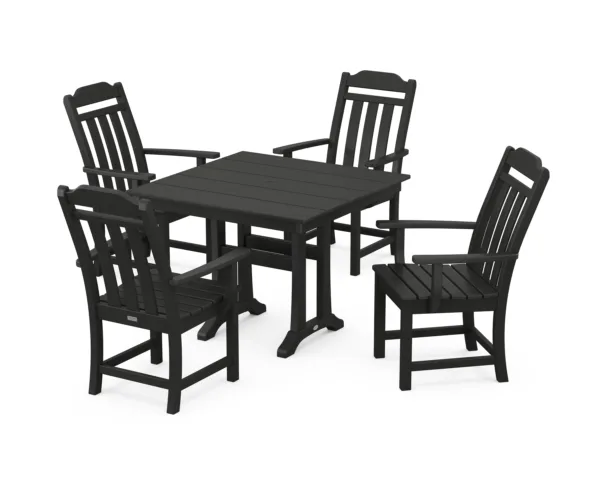 Polywood Country Living 5-Piece Farmhouse Dining Set with Trestle Legs