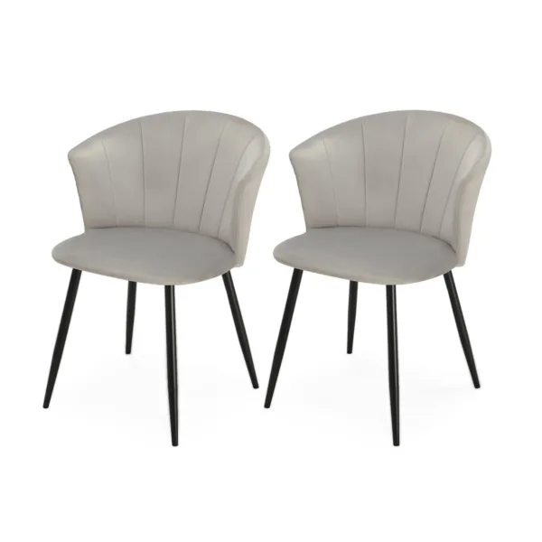 Outlet - Cleo Dining Chairs - Set Of 2 - Grey with Black Legs