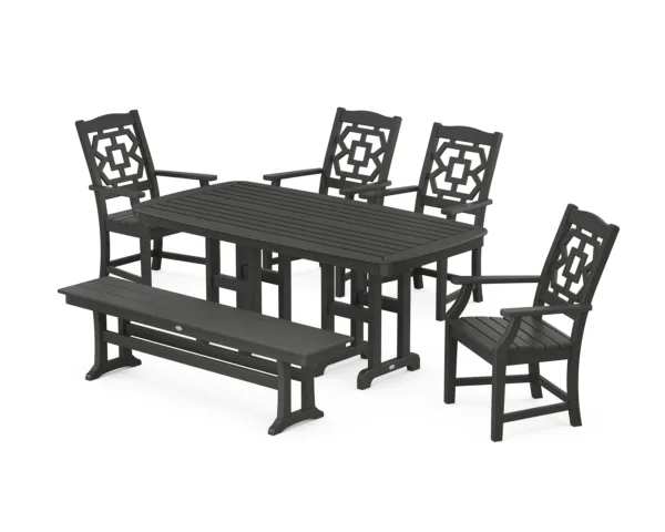 Martha Stewart by POLYWOOD Chinoiserie 6-Piece Dining Set with Bench