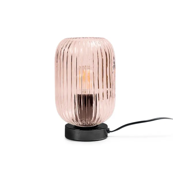 Elland 22.5cm Glass Table Lamp - Pink & Black