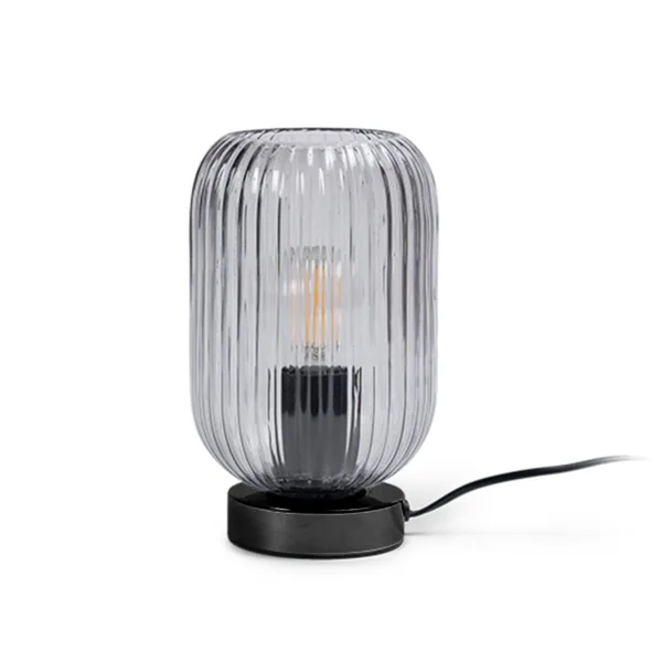 Elland 22.5cm Glass Table Lamp - Smoked & Black