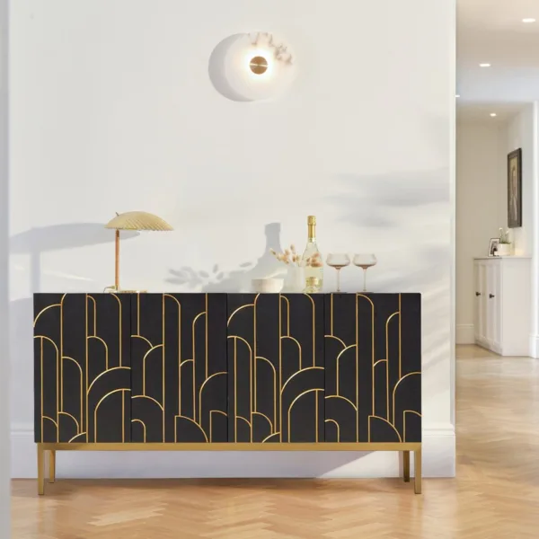 Outlet - Gatsby Large 4 Door Sideboard - Noir Black
