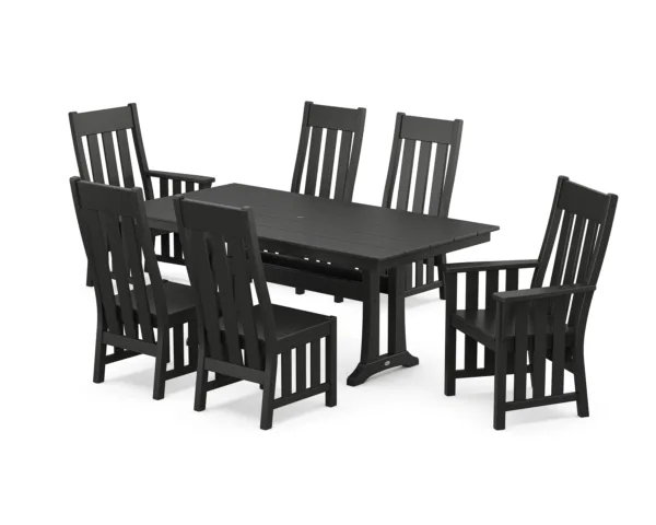 Martha Stewart by POLYWOOD Acadia 7-Piece Farmhouse Dining Set with Trestle Legs