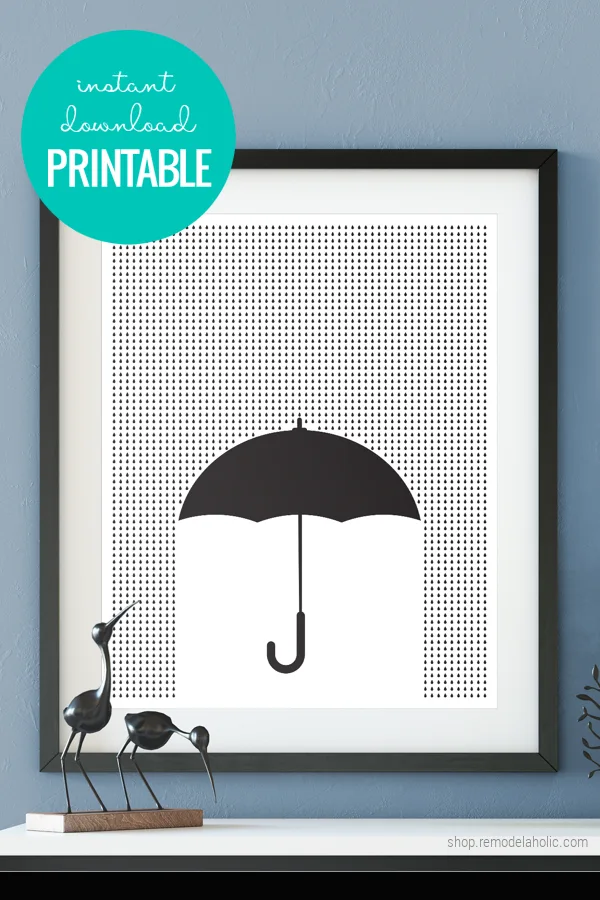 Black and White Umbrella | Modern Wall Art Printable