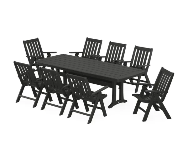 POLYWOOD Vineyard Folding 9-Piece Dining Set with Trestle Legs