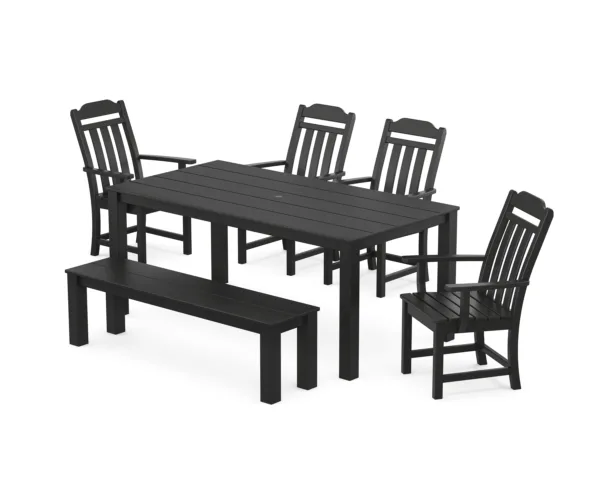 Polywood Country Living 6-Piece Parsons Dining Set with Bench