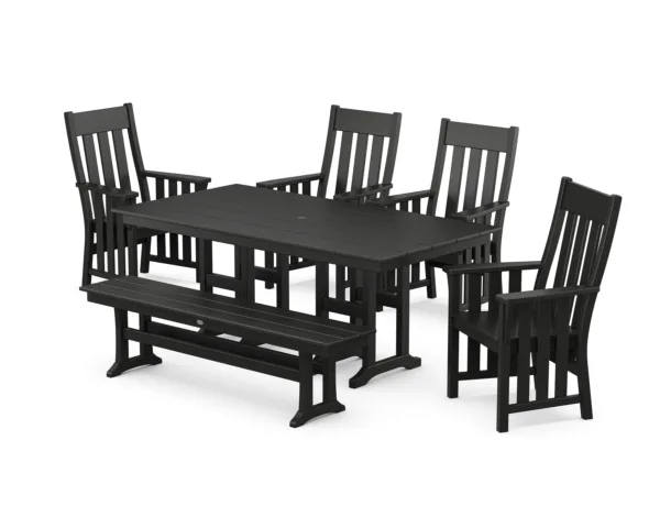 Martha Stewart by POLYWOOD Acadia 6-Piece Farmhouse Dining Set with Bench