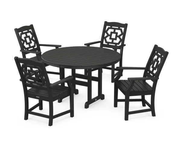 Martha Stewart by POLYWOOD Chinoiserie 5-Piece Round Farmhouse Dining Set
