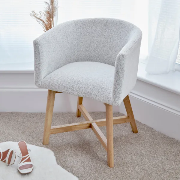 Outlet - Magnus Dove Grey Dining Chair - Oak Legs