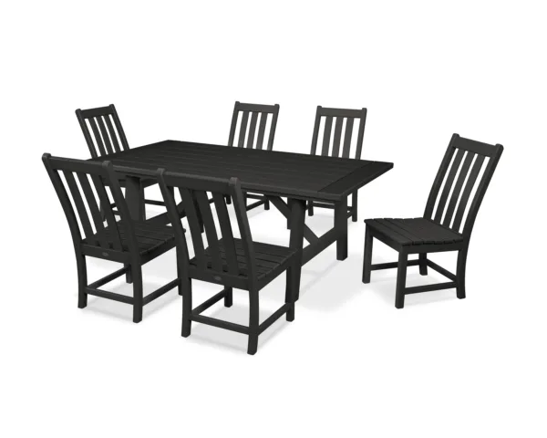 POLYWOOD Vineyard 7-Piece Rustic Farmhouse Side Chair Dining Set