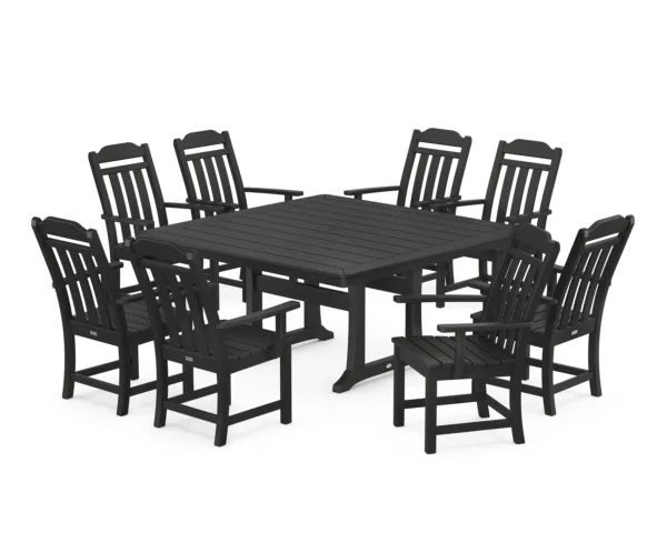 Polywood Country Living 9-Piece Square Dining Set with Trestle Legs