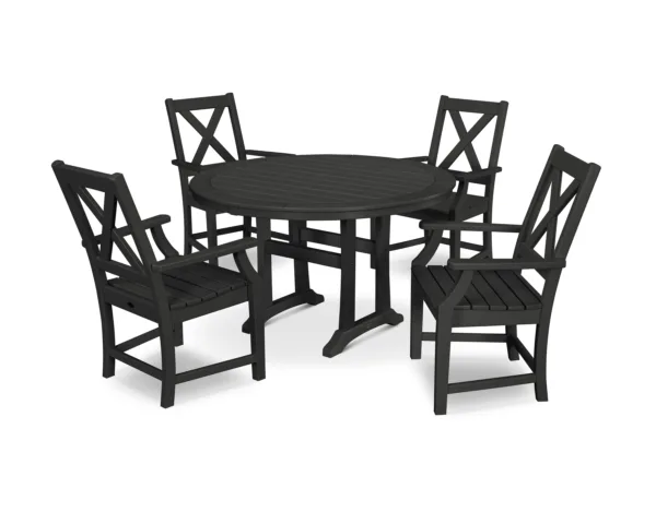 POLYWOOD Braxton 5-Piece Nautical Trestle Arm Chair Dining Set