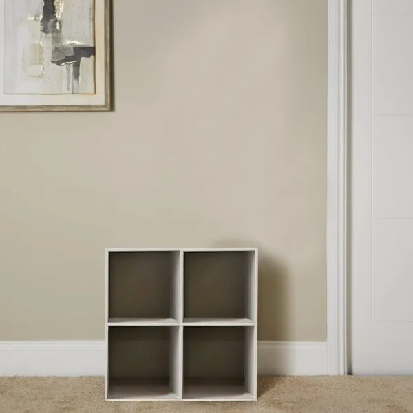 Outlet 4 Cube White Bookcase Wooden Display Unit Shelving Storage Bookshelf Shelves (No Basket)